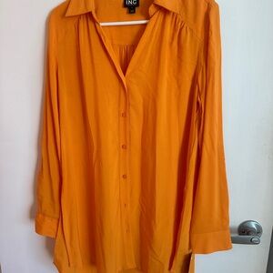 INC International Concepts Women's Bright Orange Button-Down Shirt